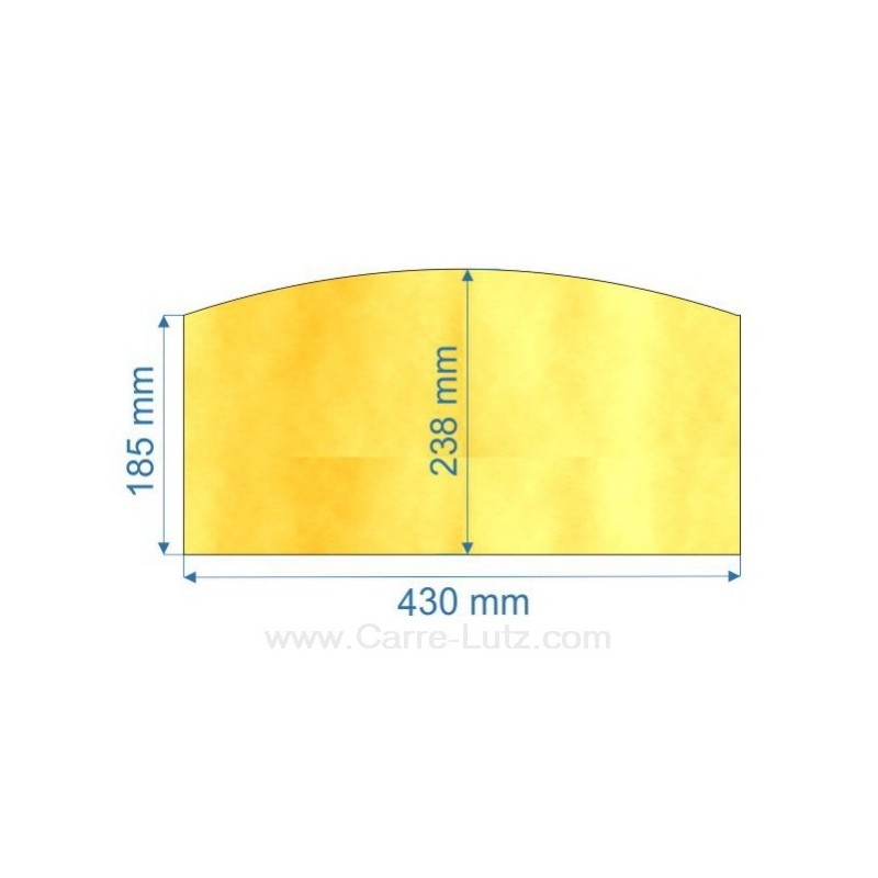 Vitre de poele en Vitrocéramique 430x238x185 arrondi