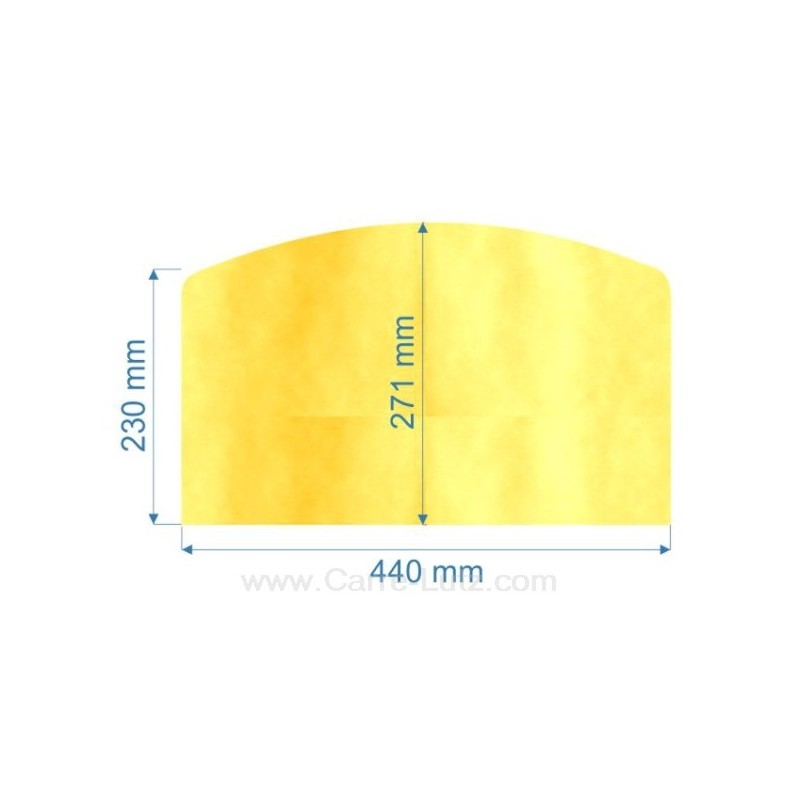 188780 - Vitre de poele en Vitrocéramique 440x271x230 arrondi Franco Belge bourgogne