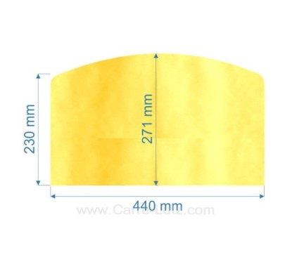 188780 - Vitre de poele en Vitrocéramique 440x271x230 arrondi Franco Belge bourgogne