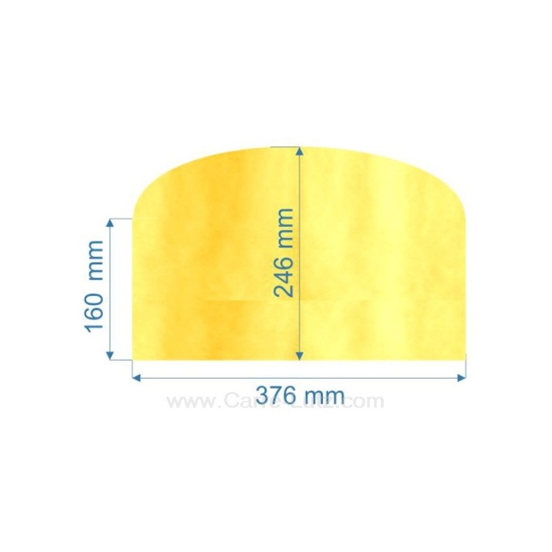 Vitre de poele en Vitrocéramique 376x160x246 arrondi Franco Belge