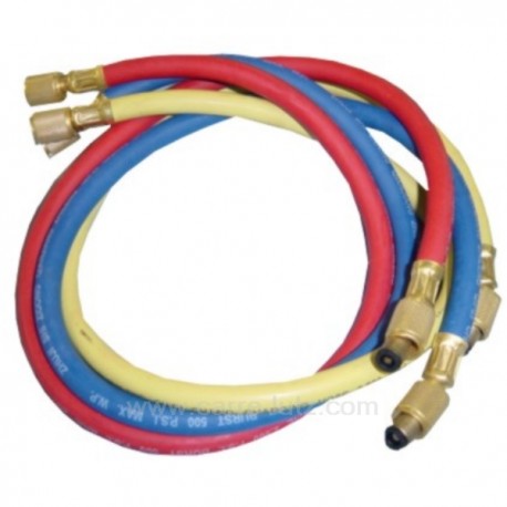 3 tuyaux de charge 90 cm rouge bleu et jaune , reference 110903
