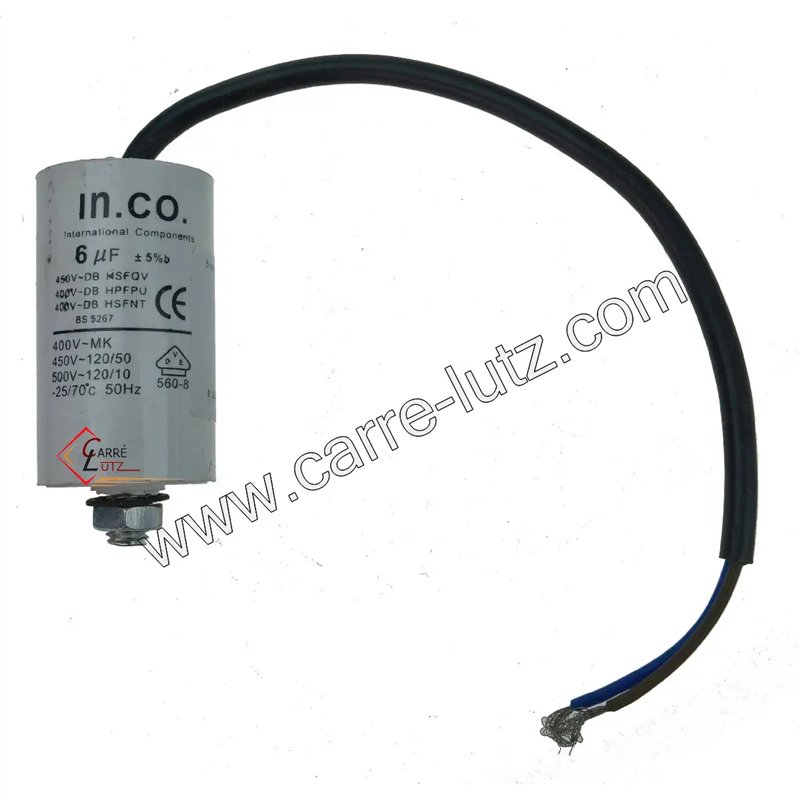 230037  Condensateur permanent à fils 6 MF 450V 4,80 €