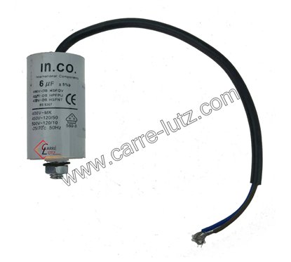 230037  Condensateur permanent à fils 6 MF 450V 4,80 €