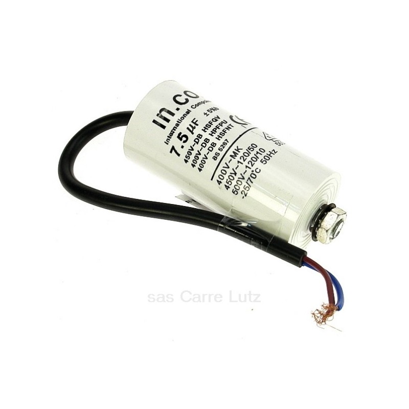 230038  Condensateur permanent à fils 7,5 MF 450V 4,80 €