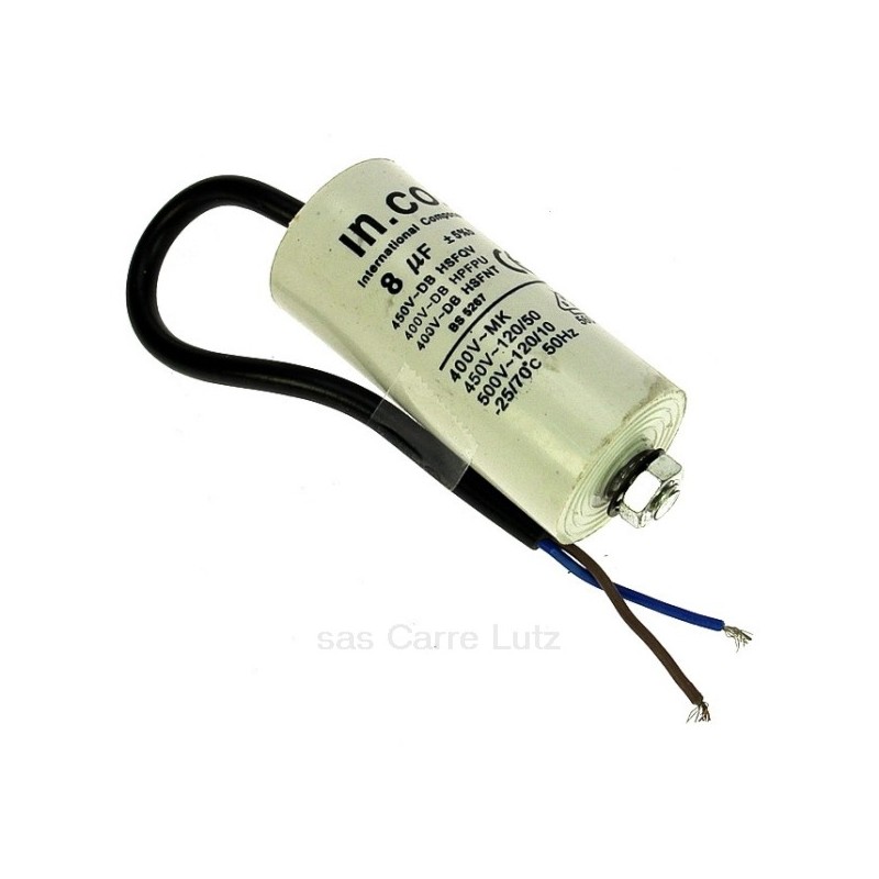 230039  Condensateur permanent à fils 8 MF 450V 4,60 €