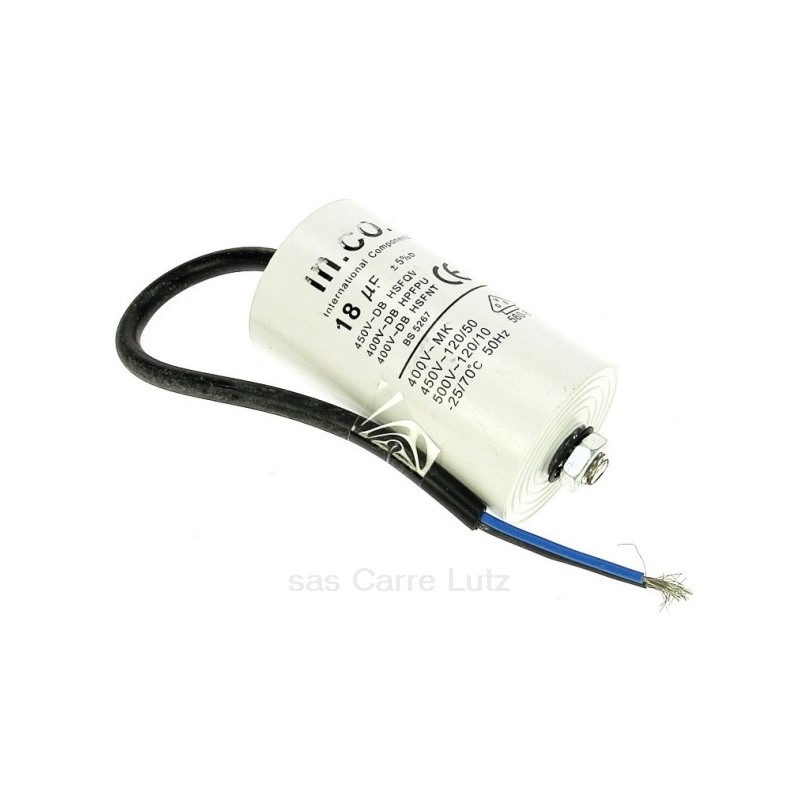 230045  Condensateur permanent à fils 18 MF 450V 10,80 €