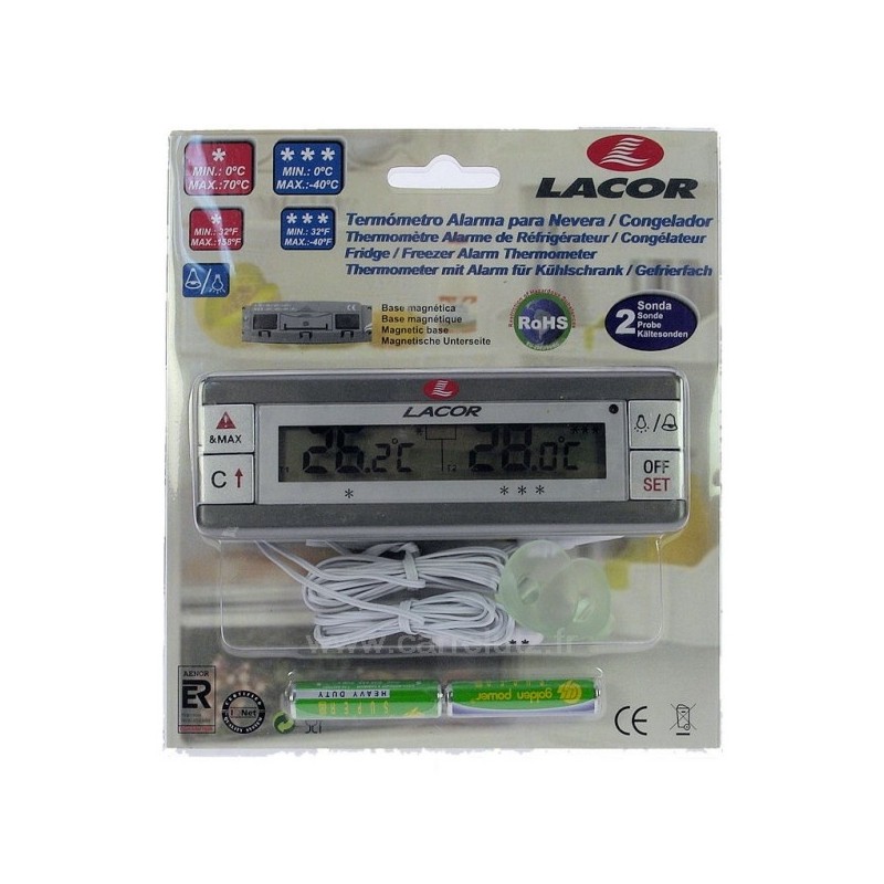 Thermométre alarme de réfrigérateur congélateur Lacor