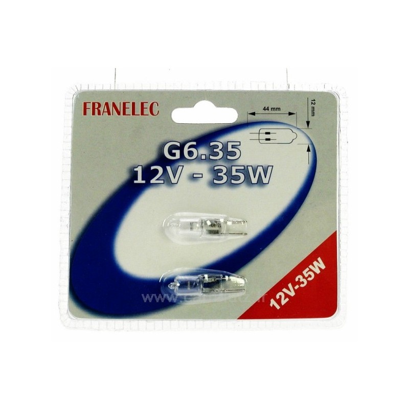 620102  2 Ampoules halogene G6.35 35W 12V 1,50 €