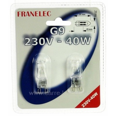 620106  Ampoule halogene G9 40W 230V 3,40 €