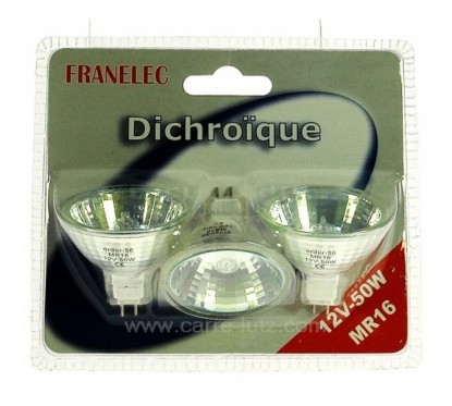 Ampoule halogène MR16 50W 12V par 3