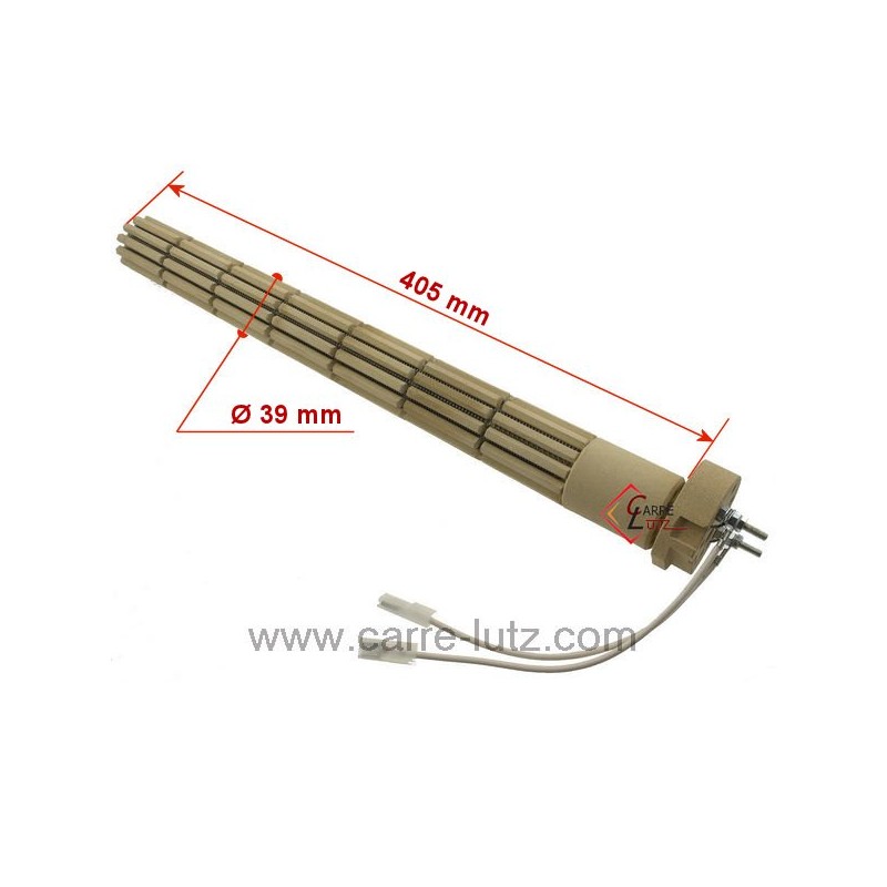 703658  Résistante stéatite de chauffe eau 39 x 405 mm 2000W monophasée 2 bornes 34,80 €