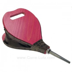 Soufflet bois forme poire en bois cérusé couleur rose fuchsia, reference 7064074A