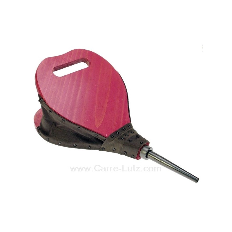 Soufflet bois forme poire en bois cérusé couleur rose fuchsia