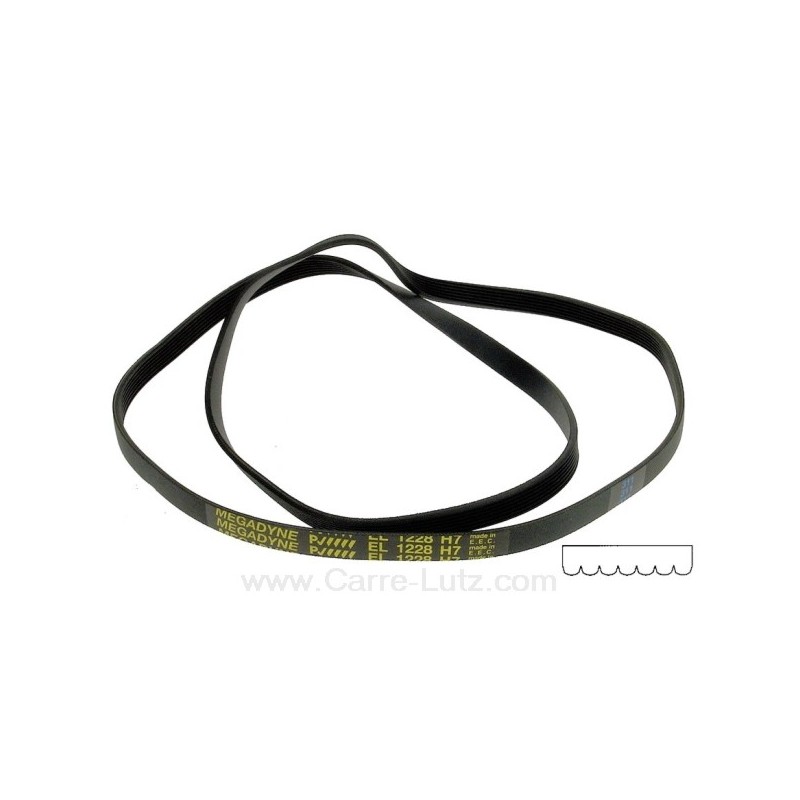 726245  Courroie plate 1228 H7 MAEL de lave linge Whirlpool Vestel 42079344 Fagor Brandt 52x3737 52x3949 7,30 €