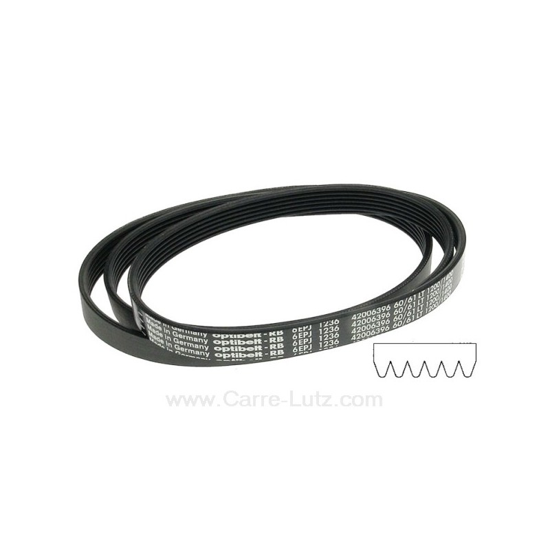 726246  52x3673 - Courroie plate 1236 J6 de lave linge Fagor Brandt Vedette Vestel Teka 42006396 13,30 €