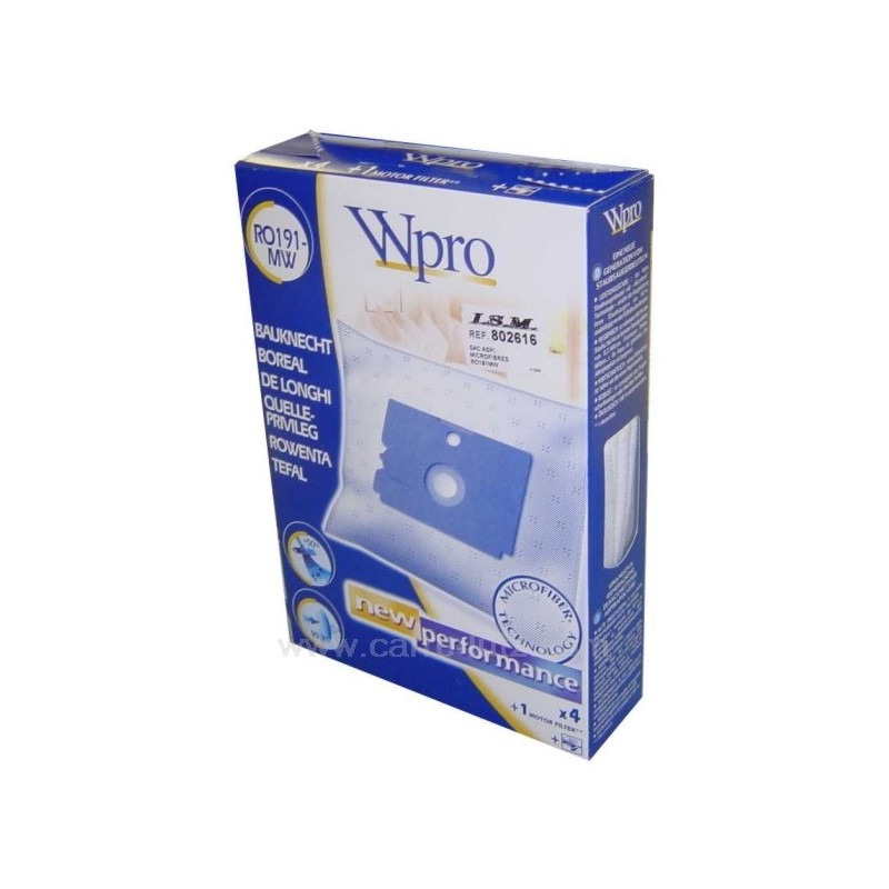 802616  Sacs d'aspirateur microfibre par 4 Rowenta 5,90 €