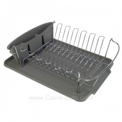 Egouttoir à vaisselle avec plateau et gobelet à couverts en plastique couleur gris, reference 993JD005