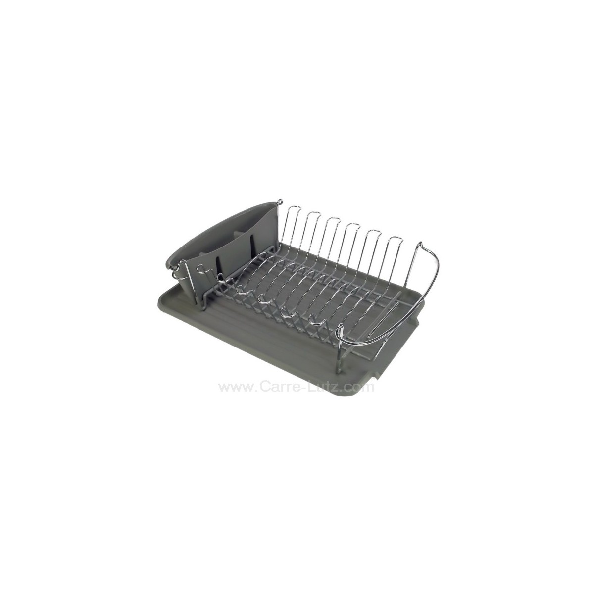 993JD005  Egouttoir à vaisselle avec plateau et gobelet à couverts en plastique couleur gris 26,50 €