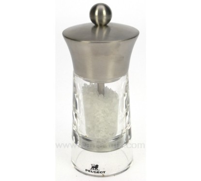 Moulin à sel manuel en acrylique transparent et acier inox Peugeot modèle Versailles 14 cm