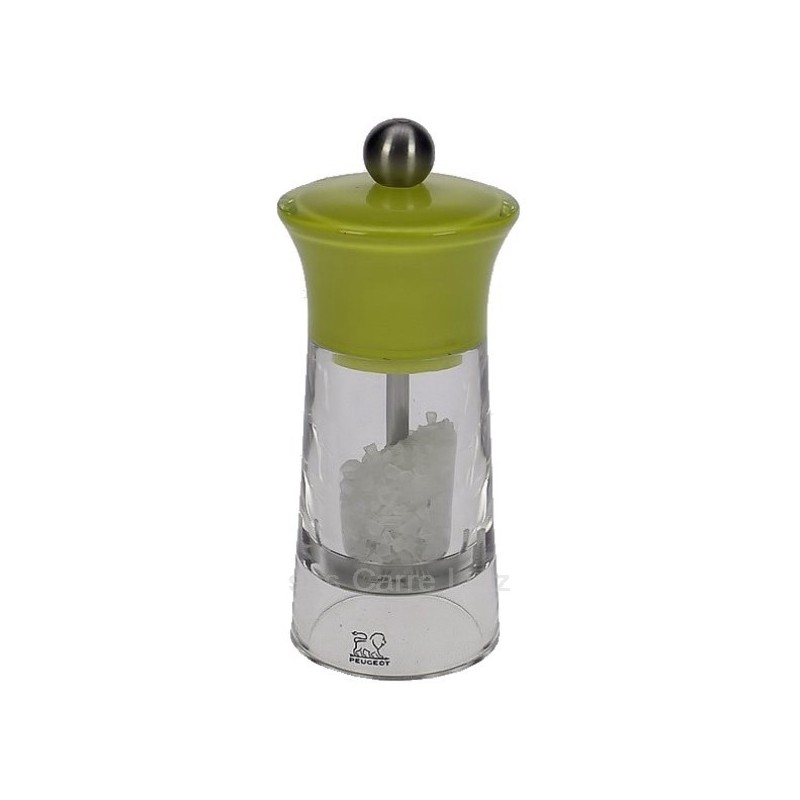 993PG171  Moulin à sel manuel en acrylique transparent et couleur citron Peugeot modèle Malaga 14 cm 21,80 €
