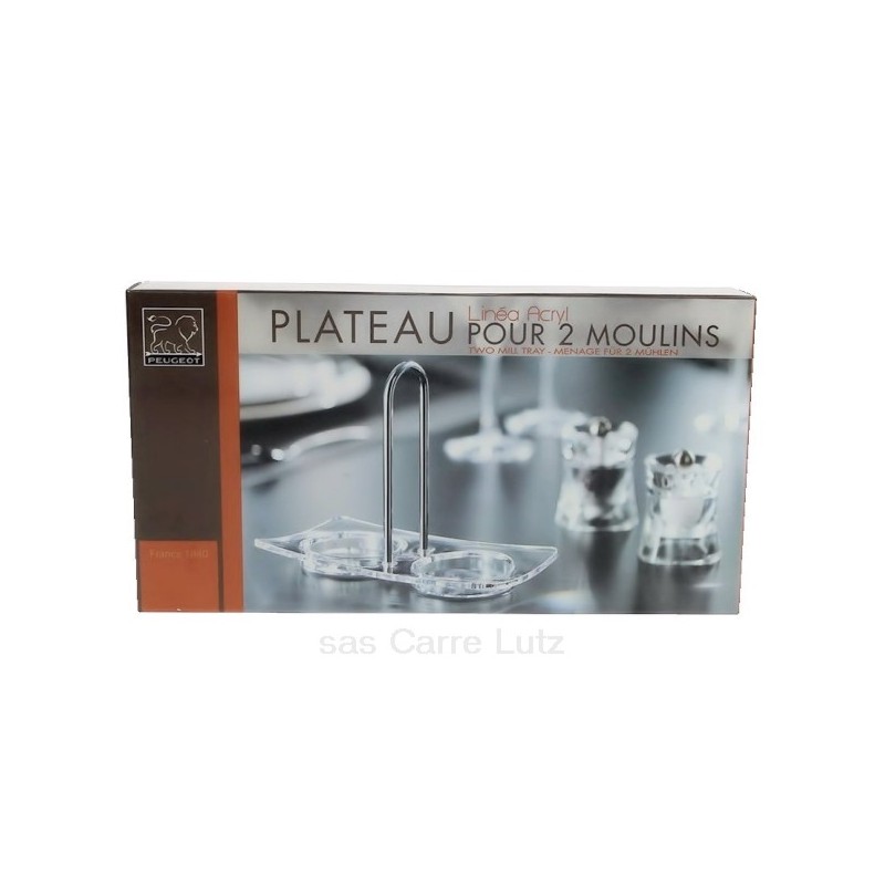 993PG172  Plateau de service pour moulins à sel, poivre, épices ou piments Peugeot en acrylique transparent modèle Linea 13,00 €