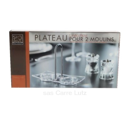 Plateau de service pour moulins à sel, poivre, épices ou piments Peugeot en acrylique transparent modèle Linea