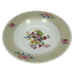 CL10020654  Coffret 6 assiettes creuse porcelaine décorée﻿ décor Jardin secret créme﻿ 49,10 €