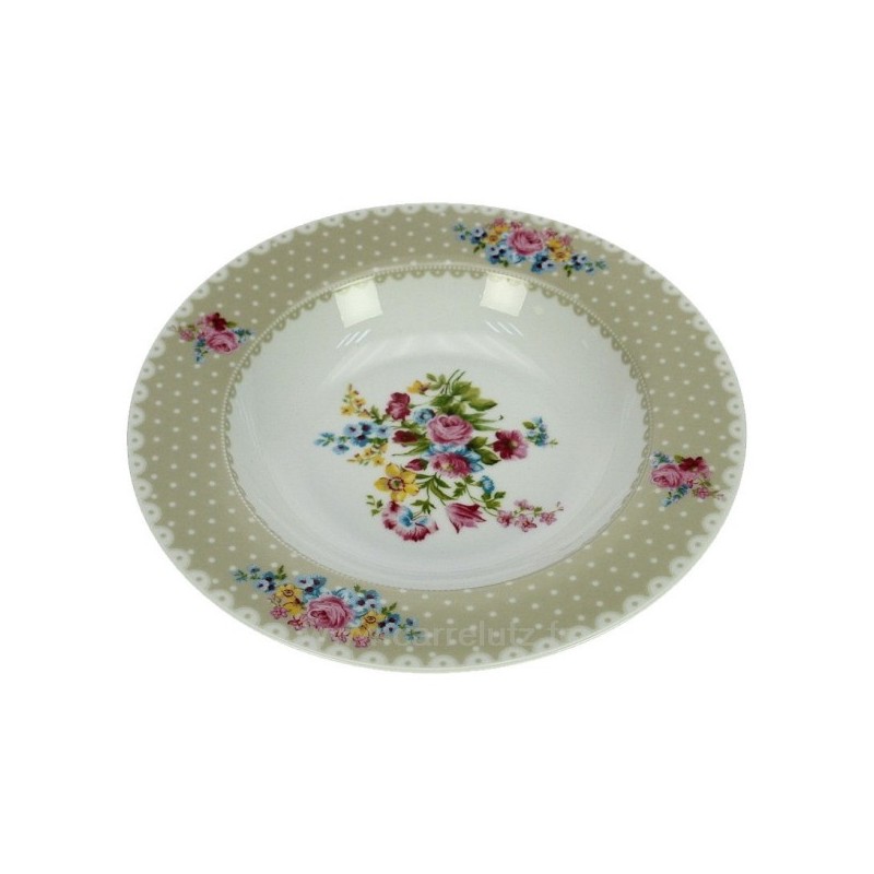 CL10020654  Coffret 6 assiettes creuse porcelaine décorée﻿ décor Jardin secret créme﻿ 49,10 €