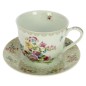 Coffret 4 tasses à déjeuner porcelaine décorée﻿ décor Jardin secret créme﻿