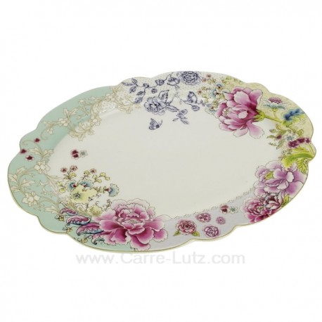 Plat ovale décor en porcelaine décorée chinoiserie , reference CL10020670