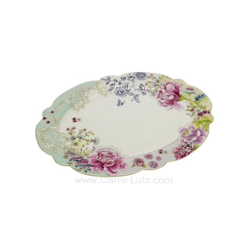 Plat ovale décor en porcelaine décorée chinoiserie