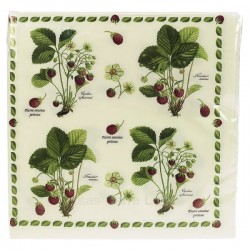 Paquet de 20 serviettes dimensions 33 x 33 cm décor fraisiers, reference CL10022017