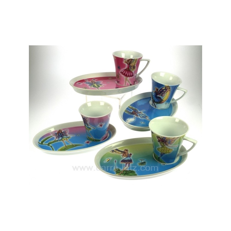 Coffret de 4 tasses décor fée