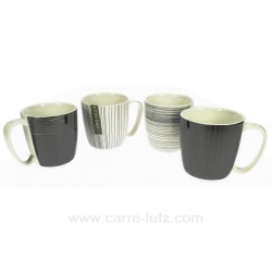 Coffret 4 mugs rayures ecologie Arts de la table CL10030252, reference CL10030252