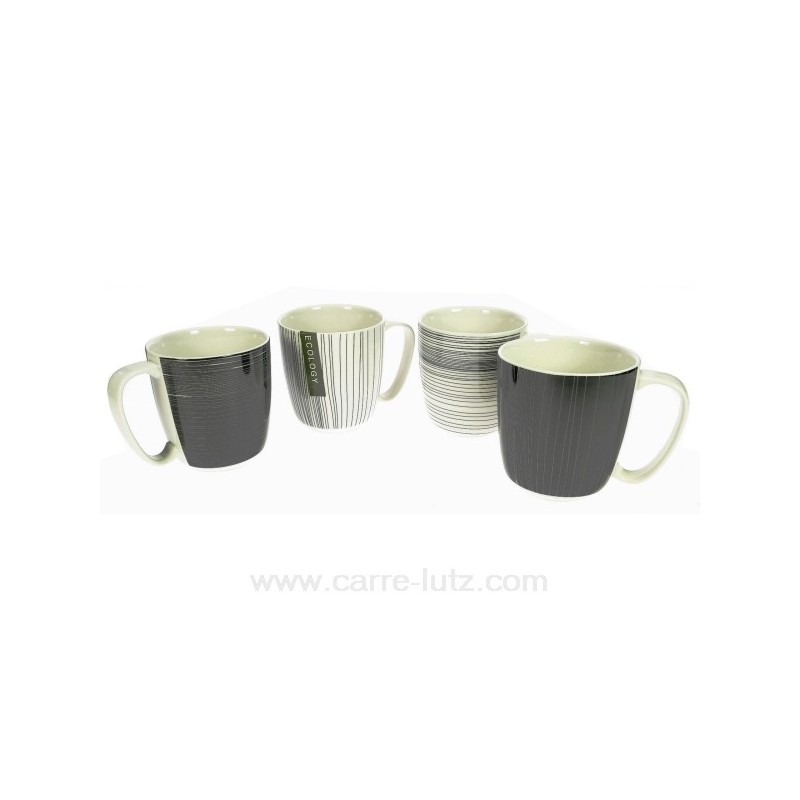 Coffret 4 mugs rayures ecologie