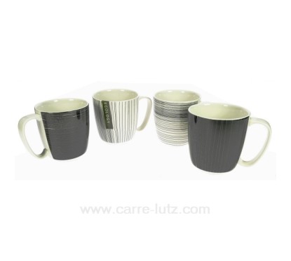 Coffret 4 mugs rayures ecologie