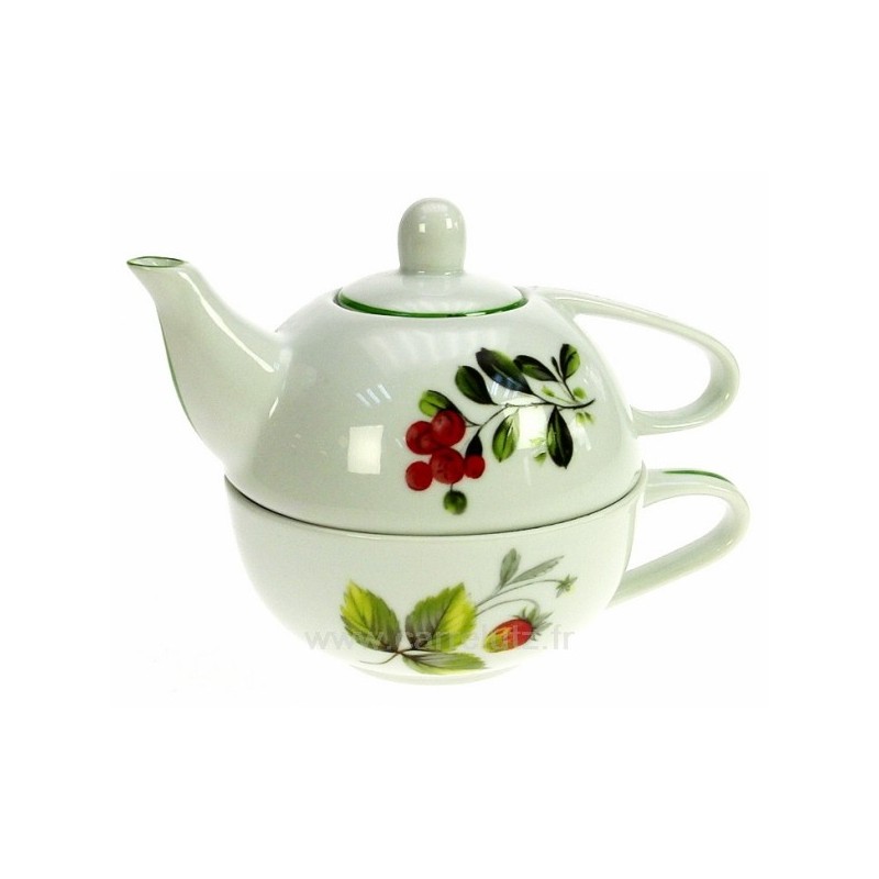 Théière égoiste décor fruit sauvage porcelaine L honneur