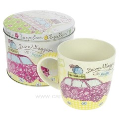 CL10030302  Boite métal mug en porcelaine décorée motif fiat 500 Roma﻿ 8,00 €