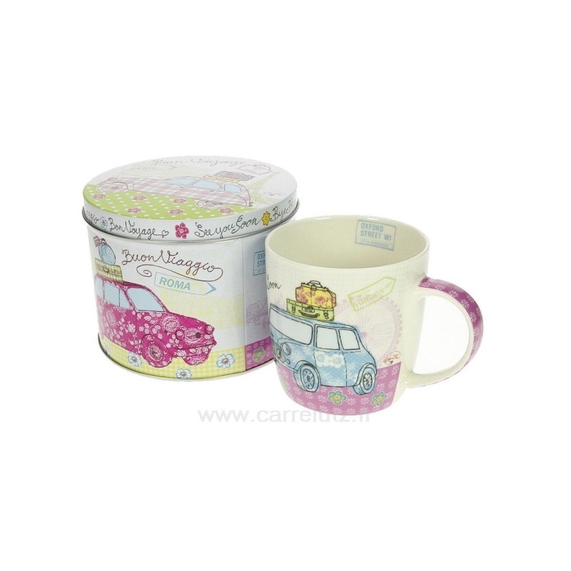 CL10030303  Boite métal mug en porcelaine décorée motif mini ﻿ 8,00 €
