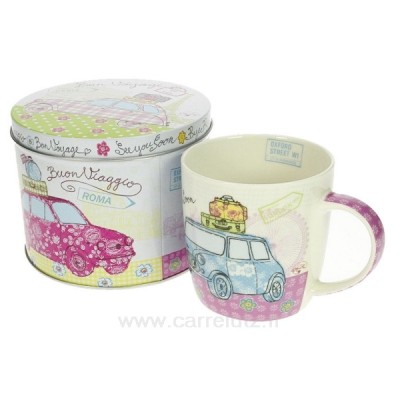 CL10030303  Boite métal mug en porcelaine décorée motif mini ﻿ 8,00 €