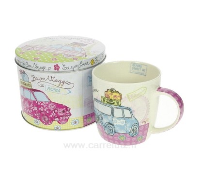 Boite métal mug en porcelaine décorée motif mini ﻿