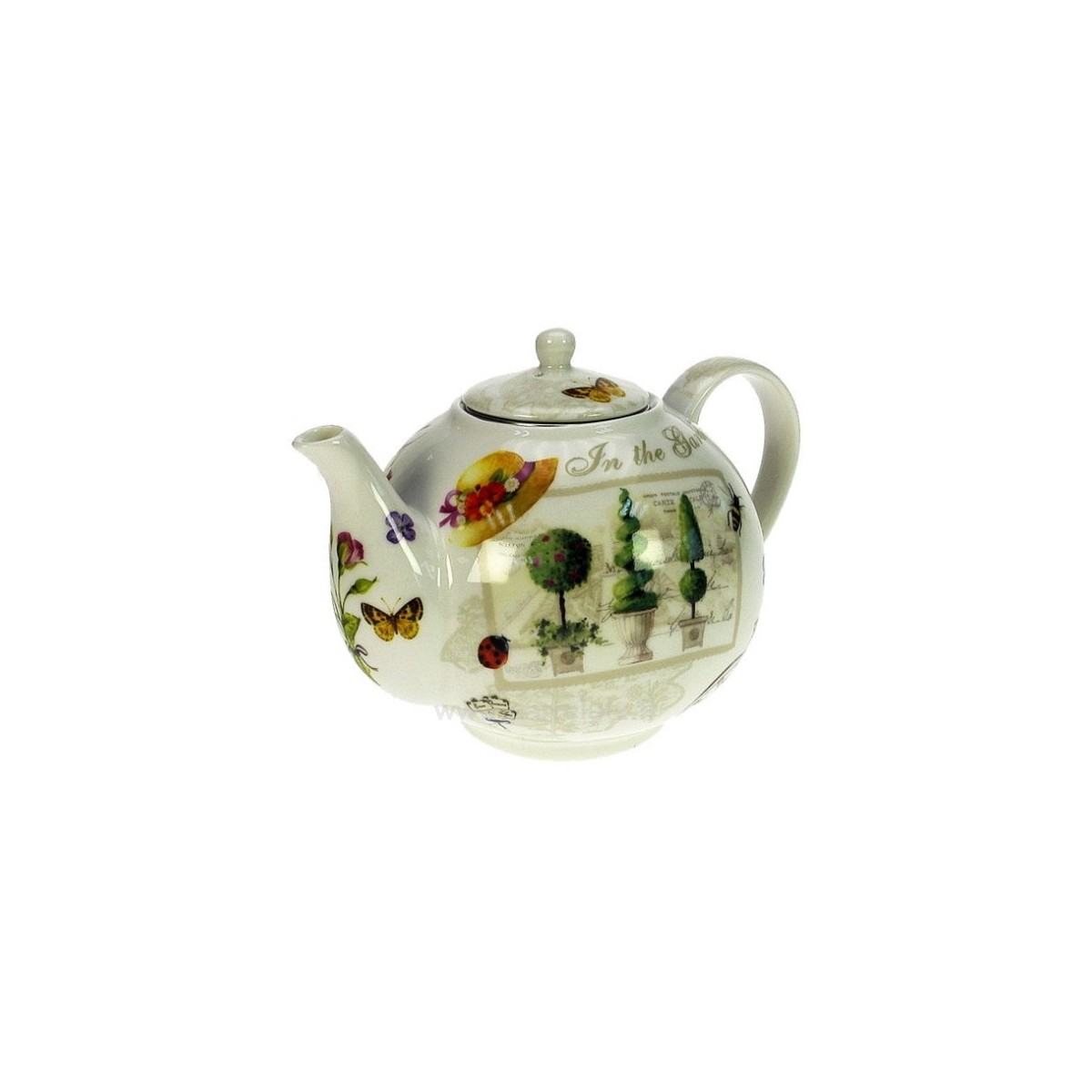 CL10030313  Coffret théière décor jardin﻿ en fine porcelaine bone china﻿ 38,20 €