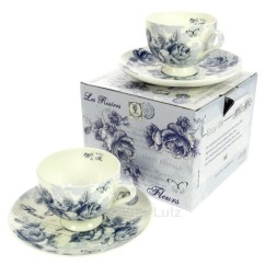 CL10030340  Coffret 2 tasses à café roses bleues porcelaine fine bone china  27,40 €