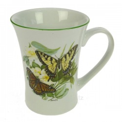 Mug en porcelaine décor papillons filet vert Porcelaine Lhonneur, reference CL10030349