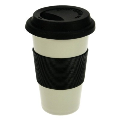 CL10030351  Mug isotherme gris en porcelaine double paroi couleur grise insert silicone noir 16,40 €