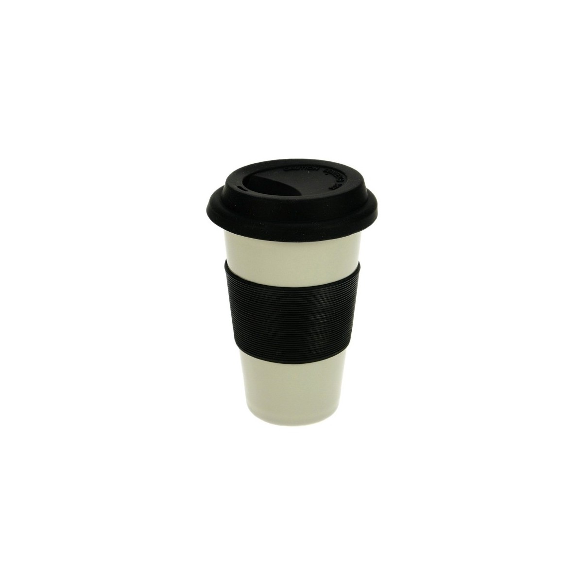 CL10030351  Mug isotherme gris en porcelaine double paroi couleur grise insert silicone noir 16,40 €