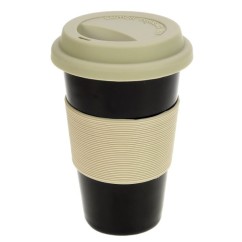 CL10030352  Mug isotherme noir en porcelaine double paroi couleur noire insert silicone gris 16,40 €