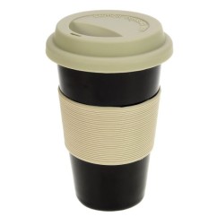 CL10030352  Mug isotherme noir en porcelaine double paroi couleur noire insert silicone gris 16,40 €