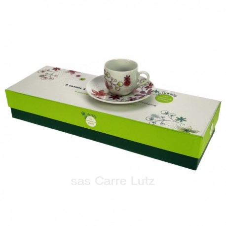 Coffret 6 tasses café en porcelaine décorée Floralia mauve, reference CL10030362