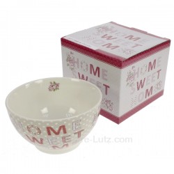 coffret cadeau de 2 bols en fine porcelaine décorée patchwork Home Sweet Home, reference CL10030370